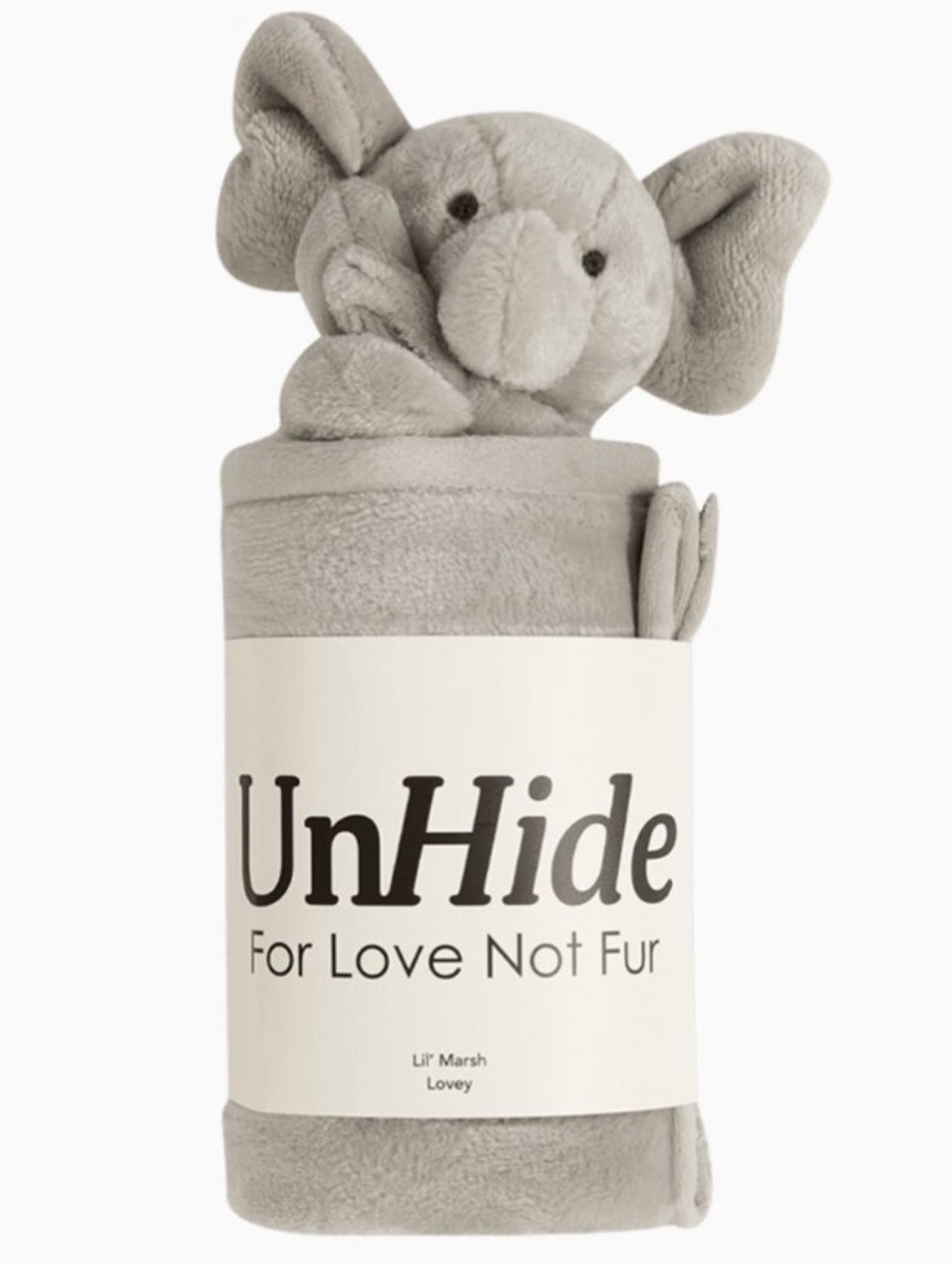 UnHide Lil Marsh Lovey Baby Blanket - Greige Elephant